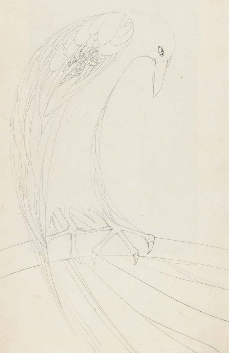 Roofvogel op een tak by Карел де Нере ту Бабберих, 1890 - 1909 — digital art print download
