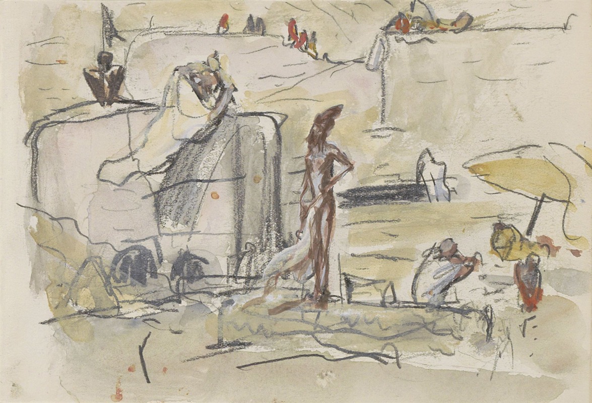 Badende Indiërs aan de oever van de Ganges — Marius Bauer