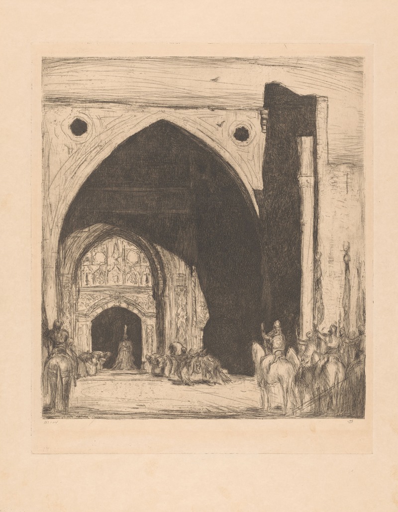 Begroeting van de sultan onder een poort — Marius Bauer