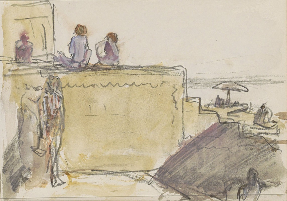 Indiërs op een trap aan de Ganges — Marius Bauer