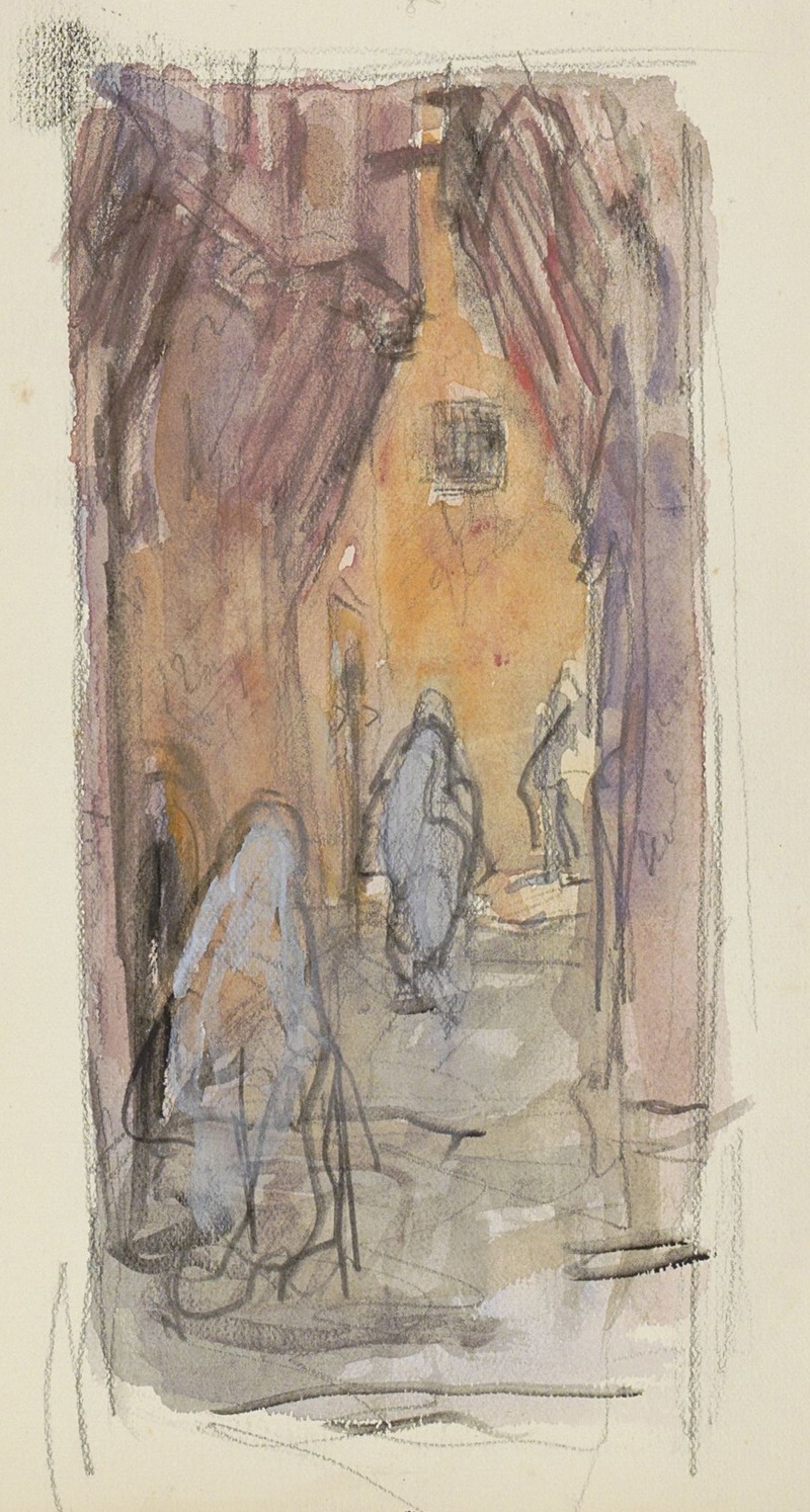 Steeg met gesluierde figuren in Biskra — Marius Bauer