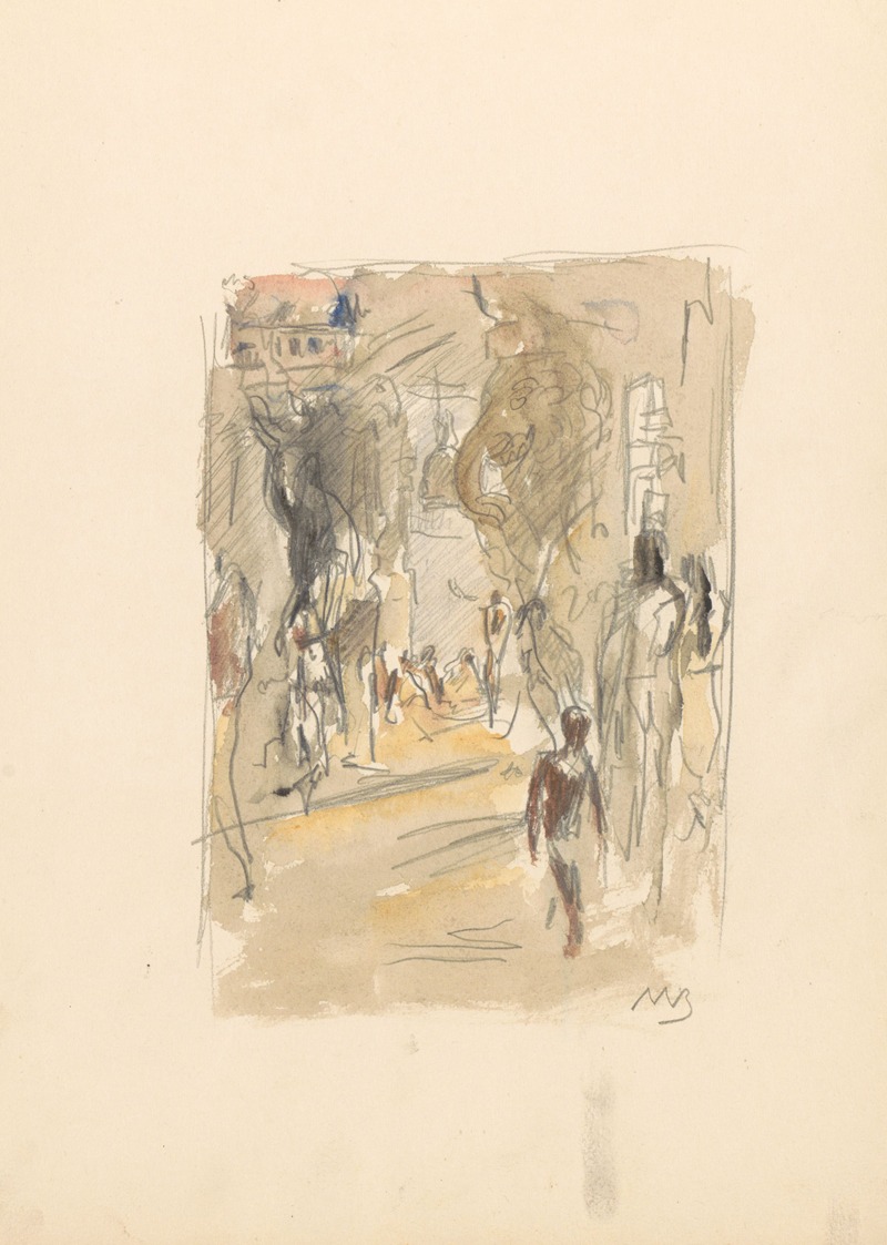Straat met figuren in Ceylon by Мариус Бауэр, 1924 - 1925 — digital art print download