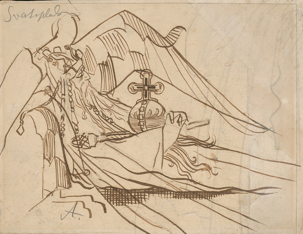 Dying Svätopluk by Миколаш Алеш, 1880–1890 — digital art print download