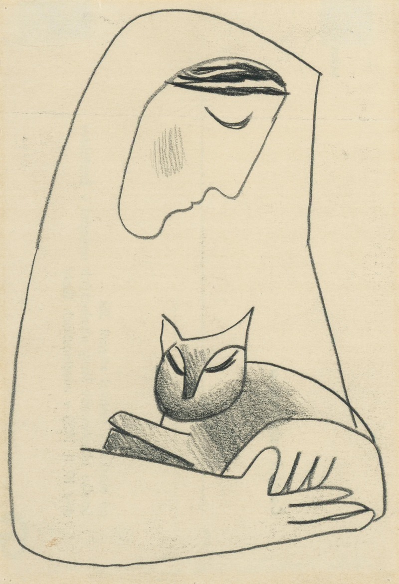 Dievča s mačkou v náručí by Микулаш Галанда, 1937–1938 — digital art print download