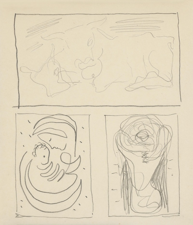 Tri štúdie-kravky a dve materstvá by Микулаш Галанда, 1937 — digital art print download