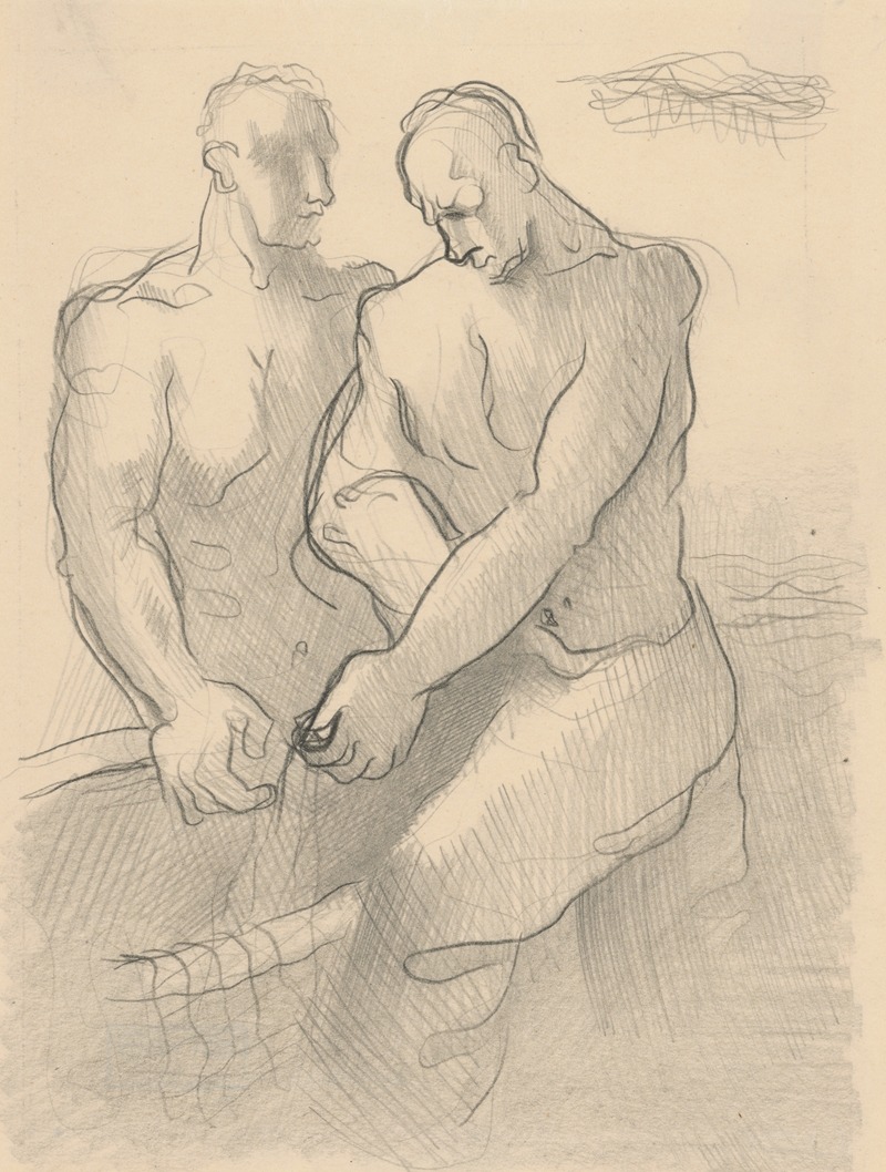 Two Fishermen by Mikuláš Galanda, 1930 — digital art print download
