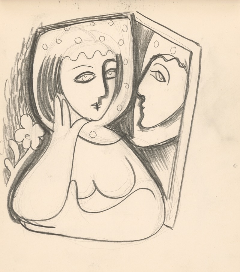 Žena so zrkadlom. by Микулаш Галанда, 1938 — digital art print download