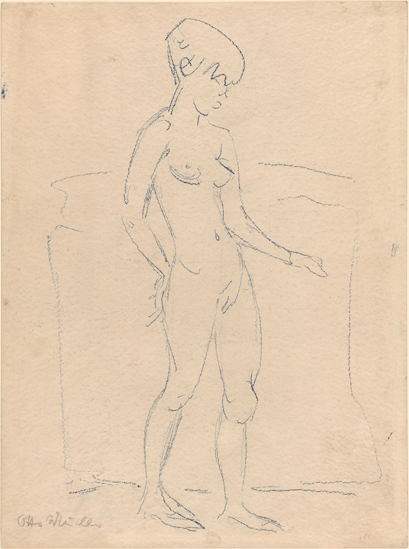 Standing Female Nude by Отто Мюллер — digital art print download