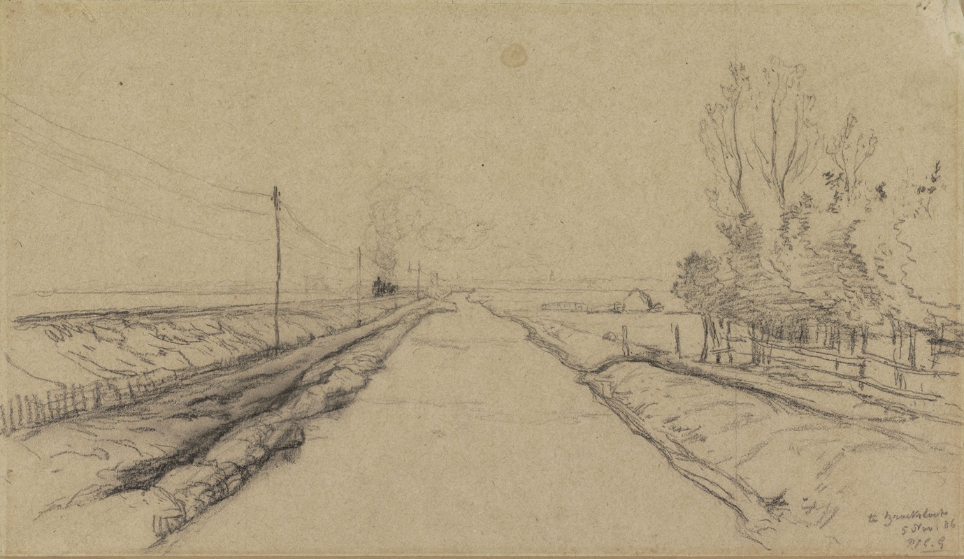 Trein in een polderlandschap — Paul Joseph Constantin Gabriël