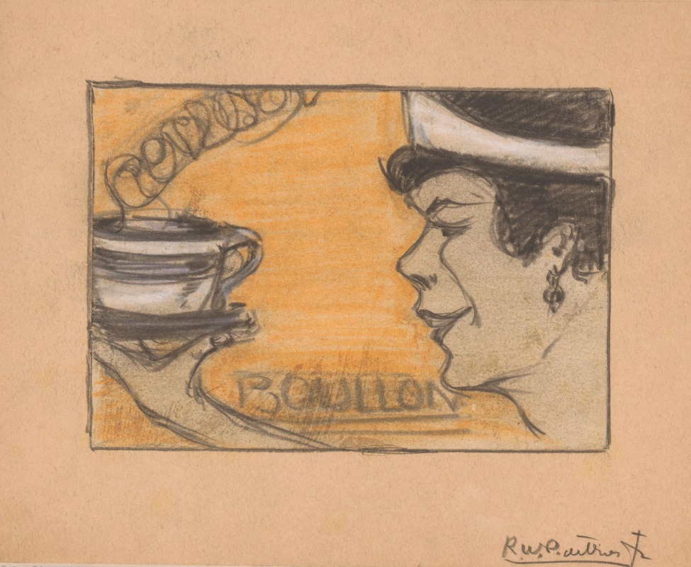Vrouw met een mok bouillon by Рейньер Виллем Петрус де Врис, 1884 - 1952 — digital art print download