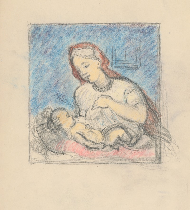 Mother with Child by Штефан Полкораб, 1935 — digital art print download
