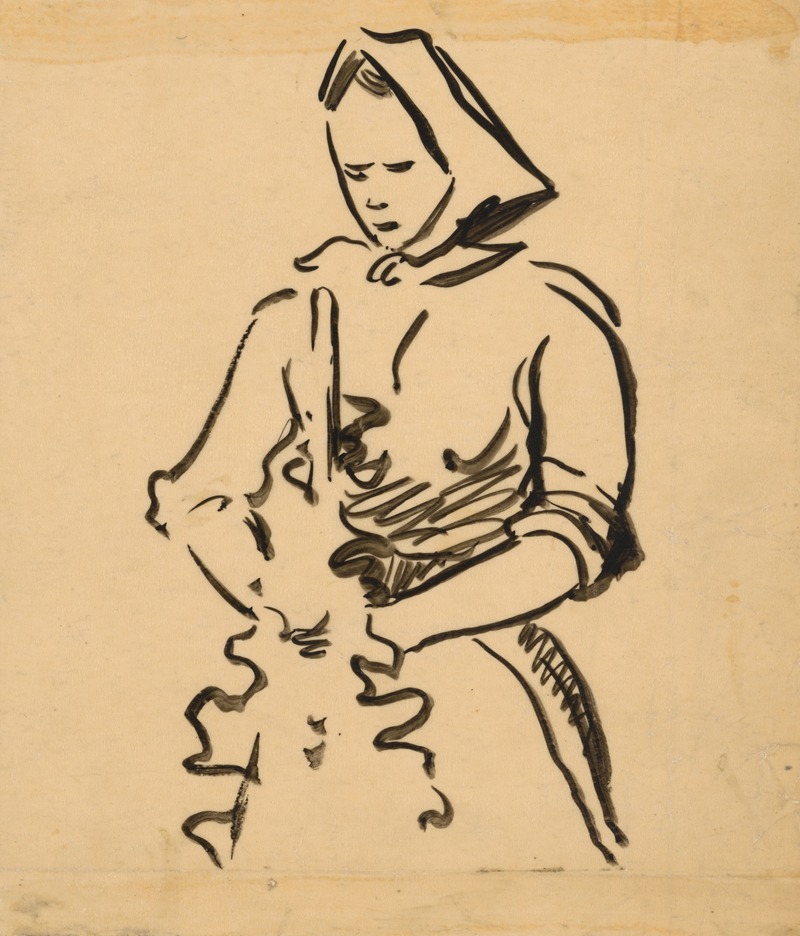 Woman Tying Up a Tree – Vine by Штефан Полкораб, 1948 — digital art print download