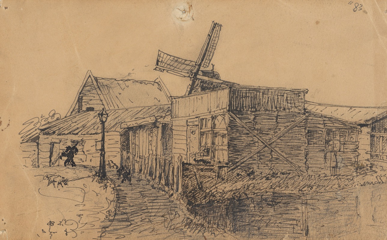 Dorpspad met molen by Тео Нивенхейс, 1876 - 1951 — digital art print download