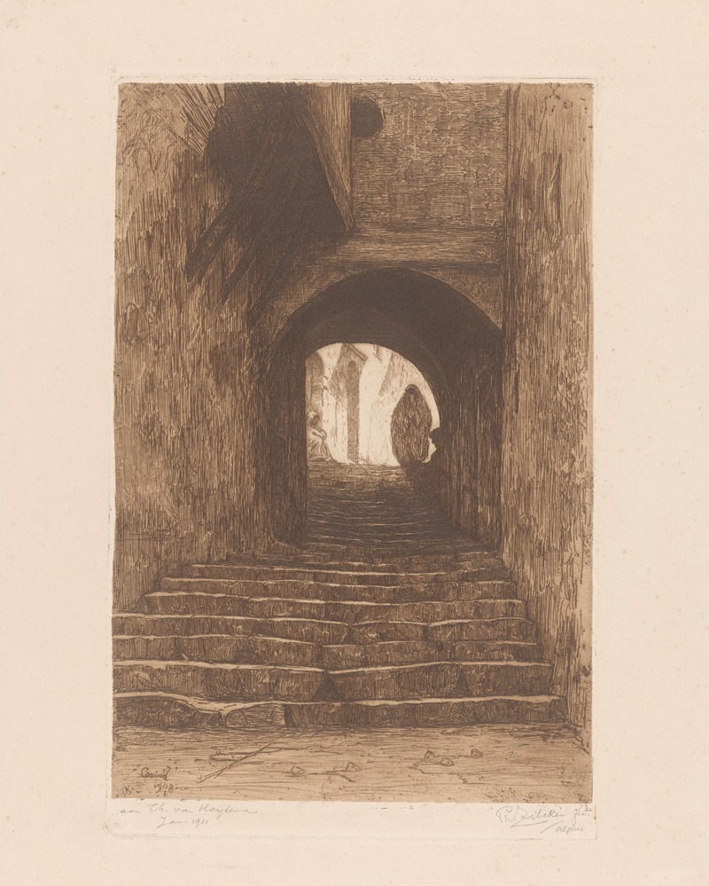 Straat met trap, te Algiers, Philip Zilcken, 1908 — Theo van Hoytema