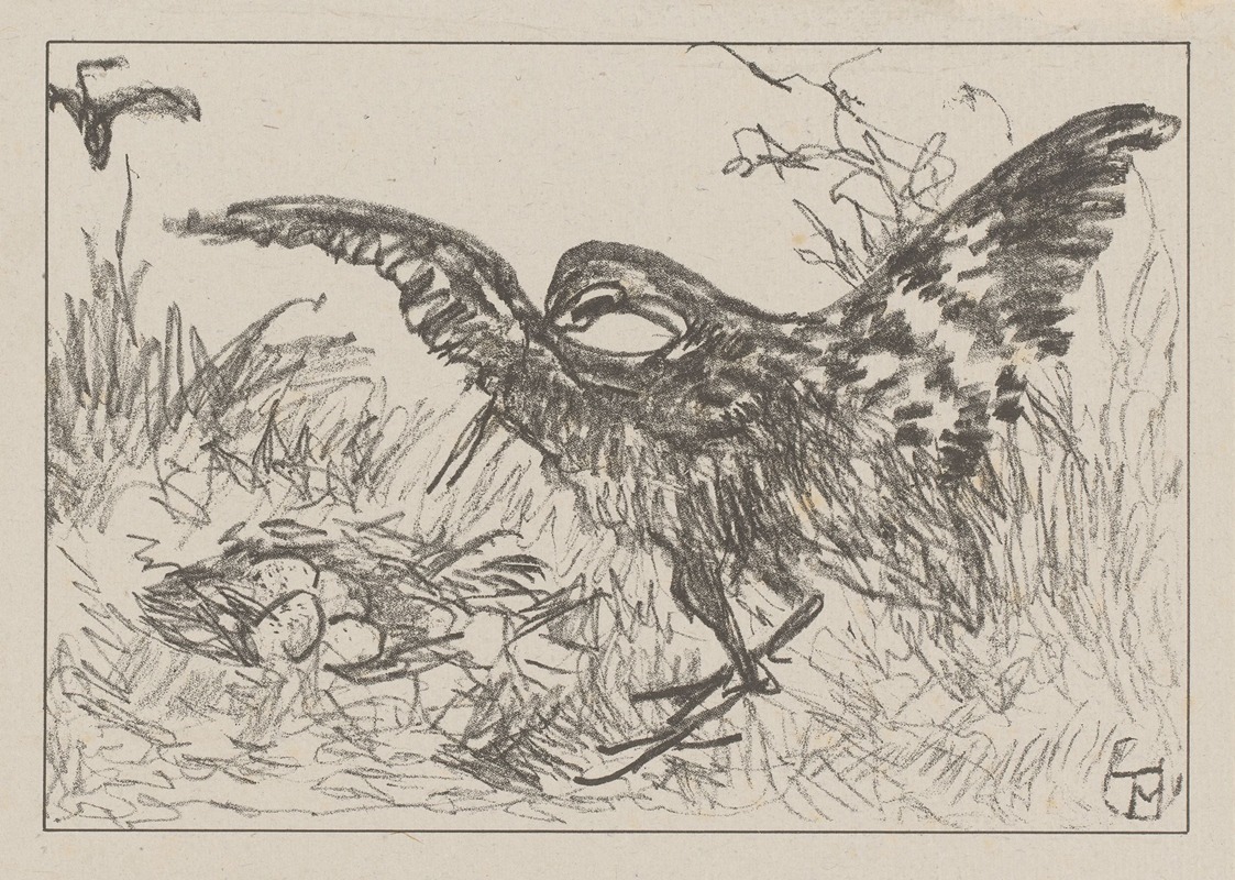 Tureluur bij nest by Тео ван Хойтема, 1878 - 1917 — digital art print download