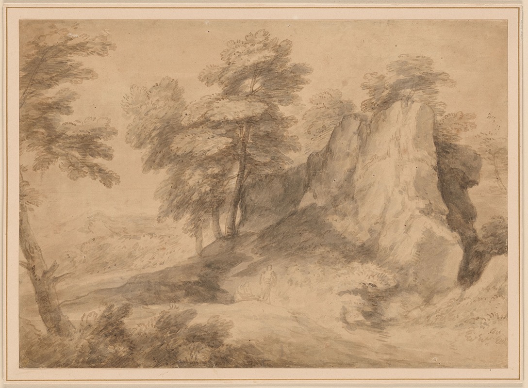 Rocky Wooded Landscape with Figures — Thomas Gainsborough