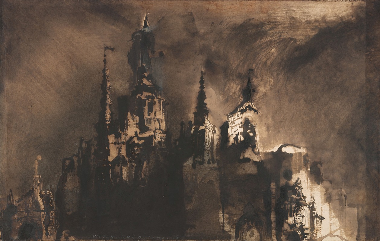 Fantastic Castle at Twilight by Виктор Гюго, 1857 — digital art print download