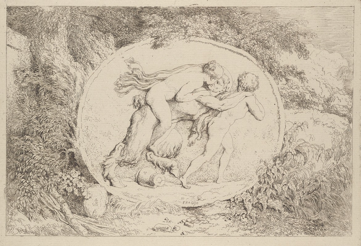 Nymph Astride a Satyr by Жан-Оноре Фрагонар, 1763 — digital art print download