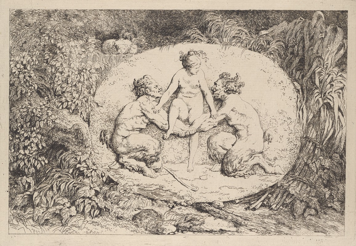 Nymph supported by two satyrs by Jean-Honoré Fragonard, 1763 — digital art print download
