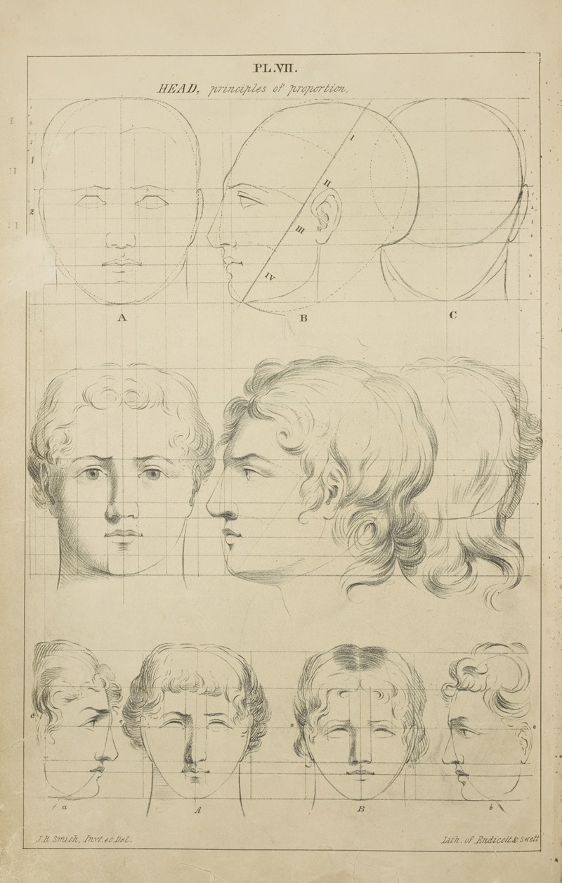 Heads – principles of proportion by Джон Рубенс Смит, 1831 — digital art print download
