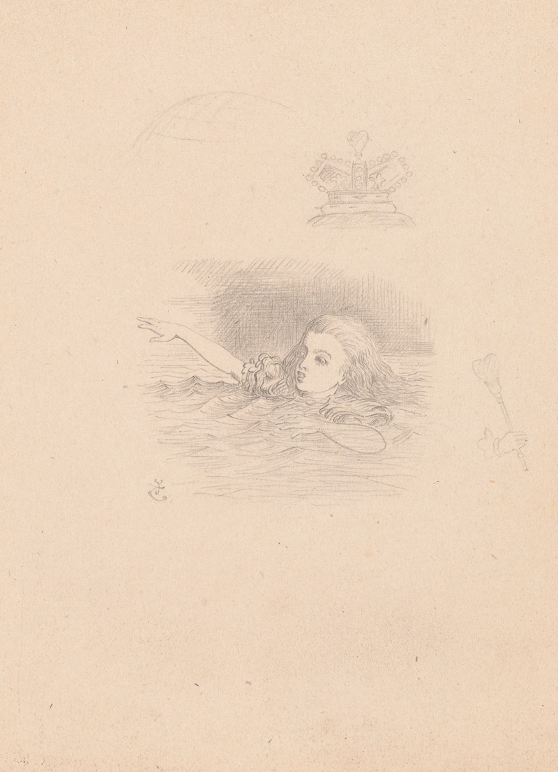 Drawing of Alice swimming — Sir John Tenniel