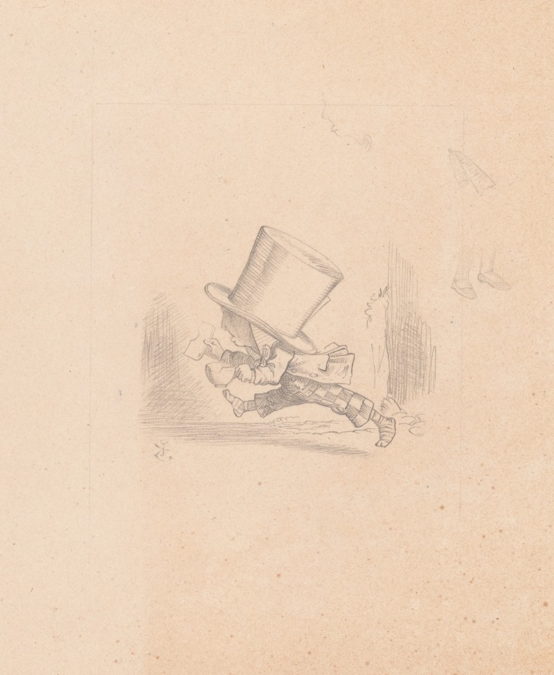 Drawing of the Hatter running — Sir John Tenniel