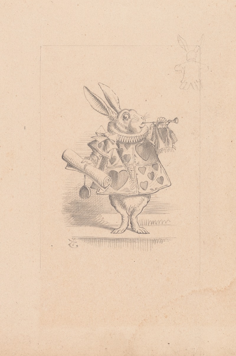 Drawing of the White Rabbit as a herald — Sir John Tenniel