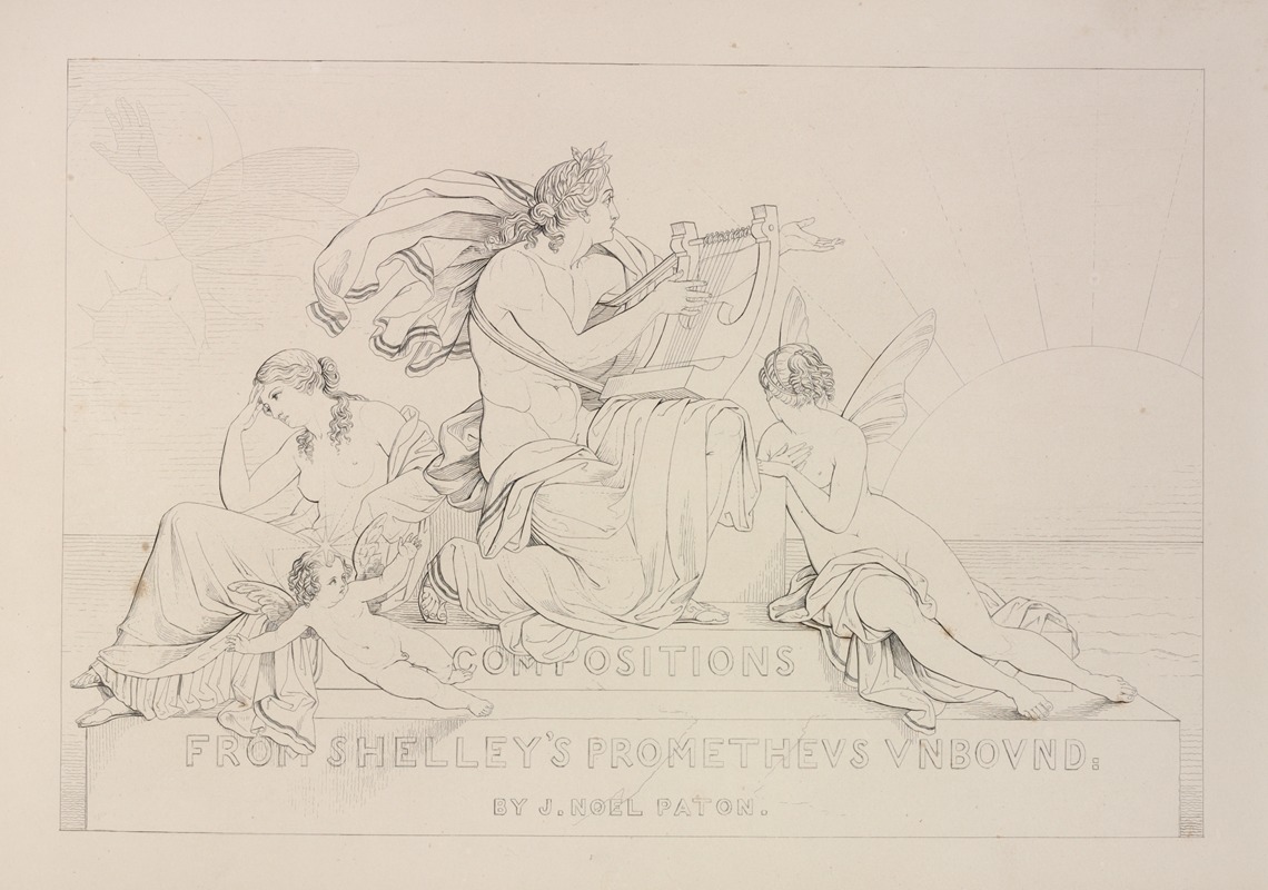 Compositions from Shelley's Prometheus unbound – Title page by Sir Joseph Noel Paton, 1844 — digital art print download