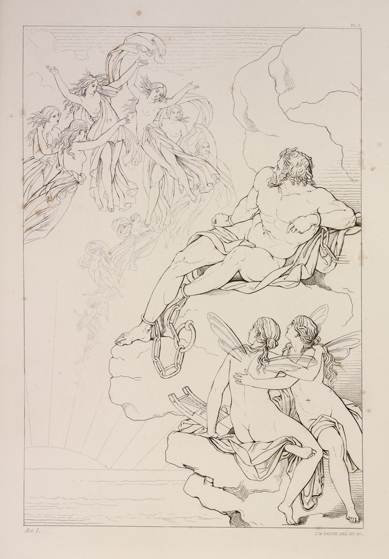 Compositions from Shelley's Prometheus unbound Pl.3 by Sir Joseph Noel Paton, 1844 — digital art print download