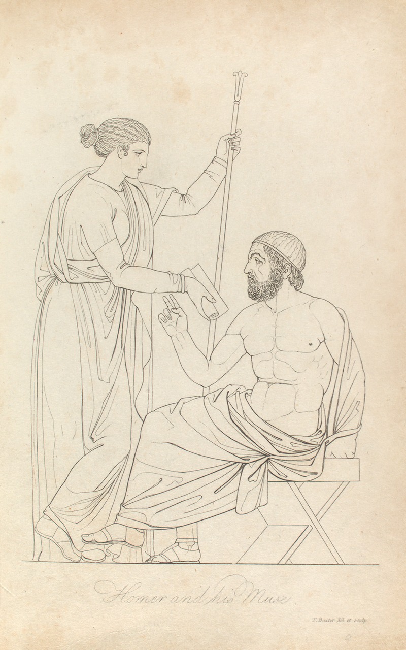 Homer & his muse by Томас Бакстер, 1814 — digital art print download