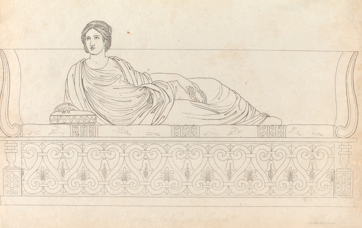 Roman lady on a couch by Томас Бакстер, 1814 — digital art print download