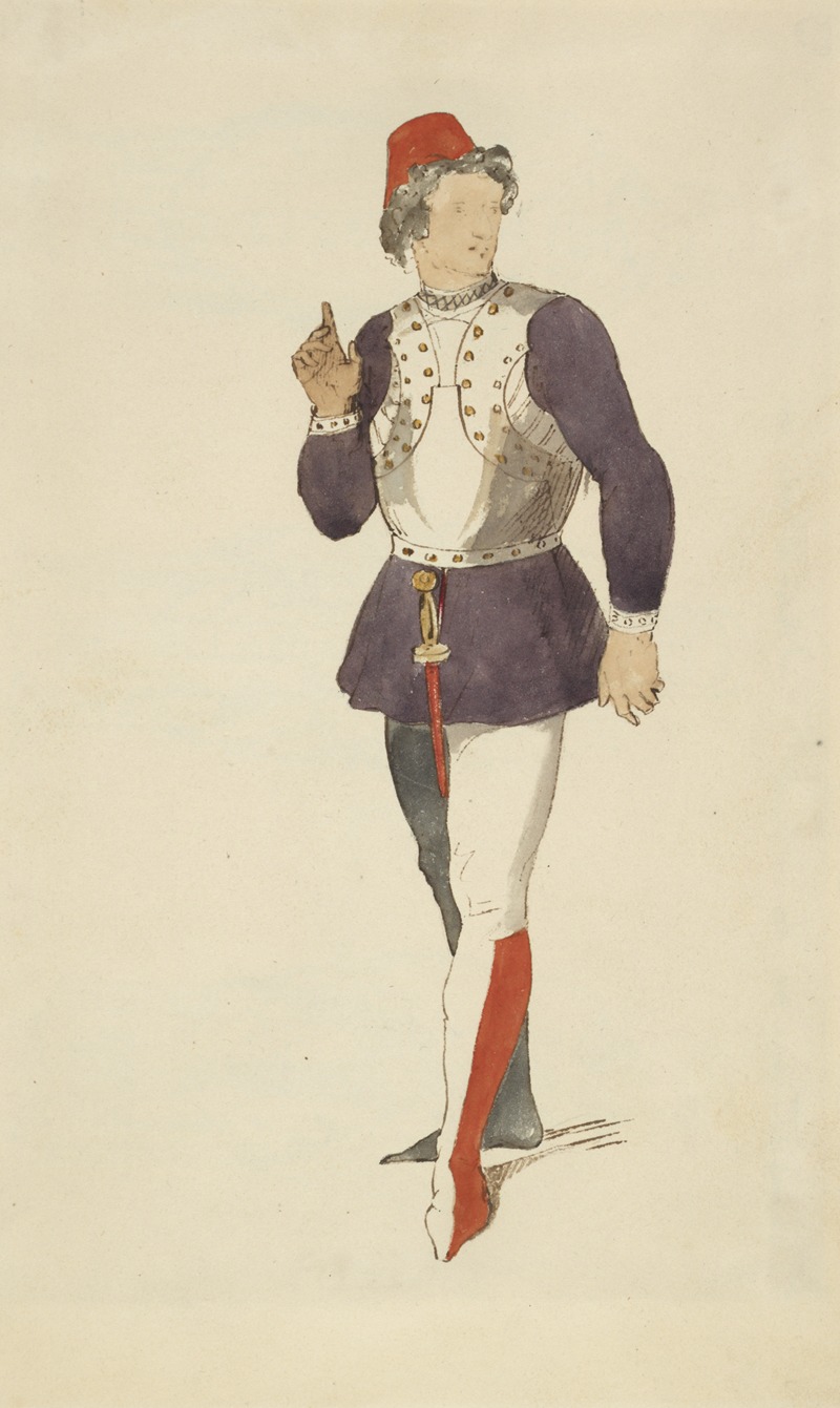 Man in hat, tunic, and tights by Stewart Watson, 1840 — digital art print download
