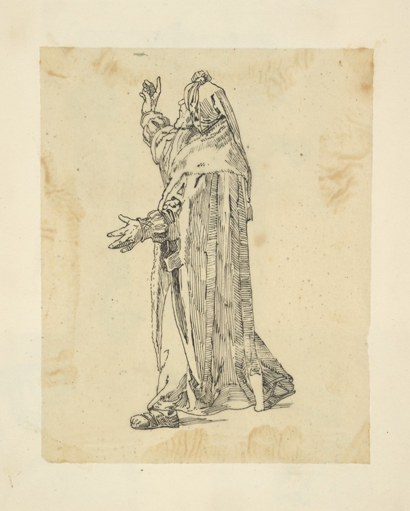 Man in robe and hood, gesturing by Stewart Watson, 1840 — digital art print download