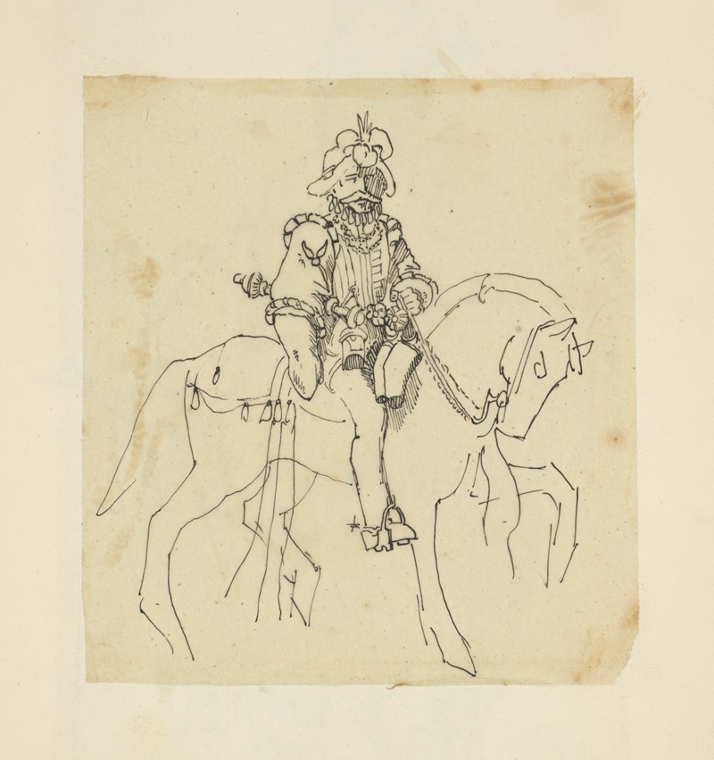 Man on horseback by Stewart Watson, 1840 — digital art print download