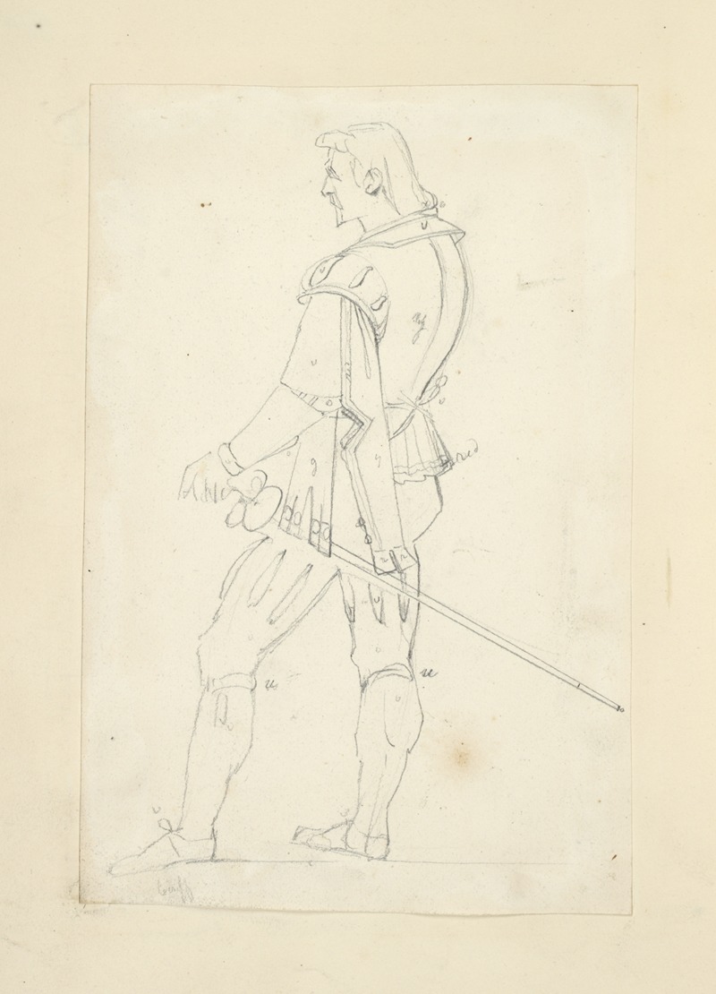Man wearing breeches, doublet and sword by Stewart Watson, 1840 — digital art print download