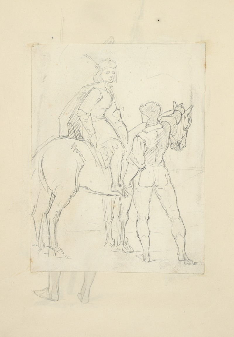 Two men, one on horseback by Stewart Watson, 1840 — digital art print download