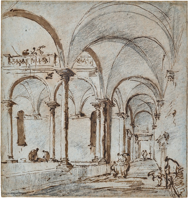 A vaulted courtyard with figures by Francesco Guardi — digital art print download