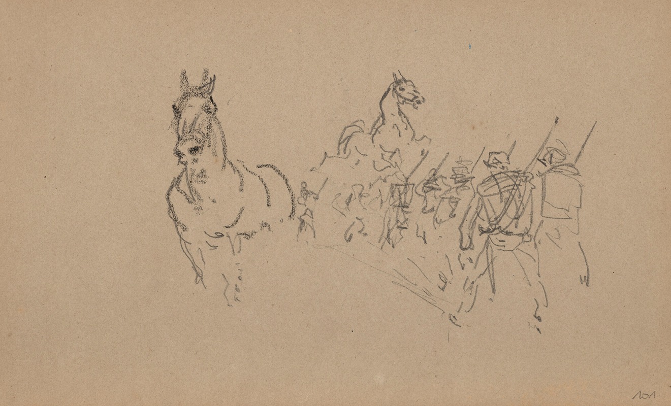 Manœuvre militaire et études de cheval — Henri de Toulouse-Lautrec