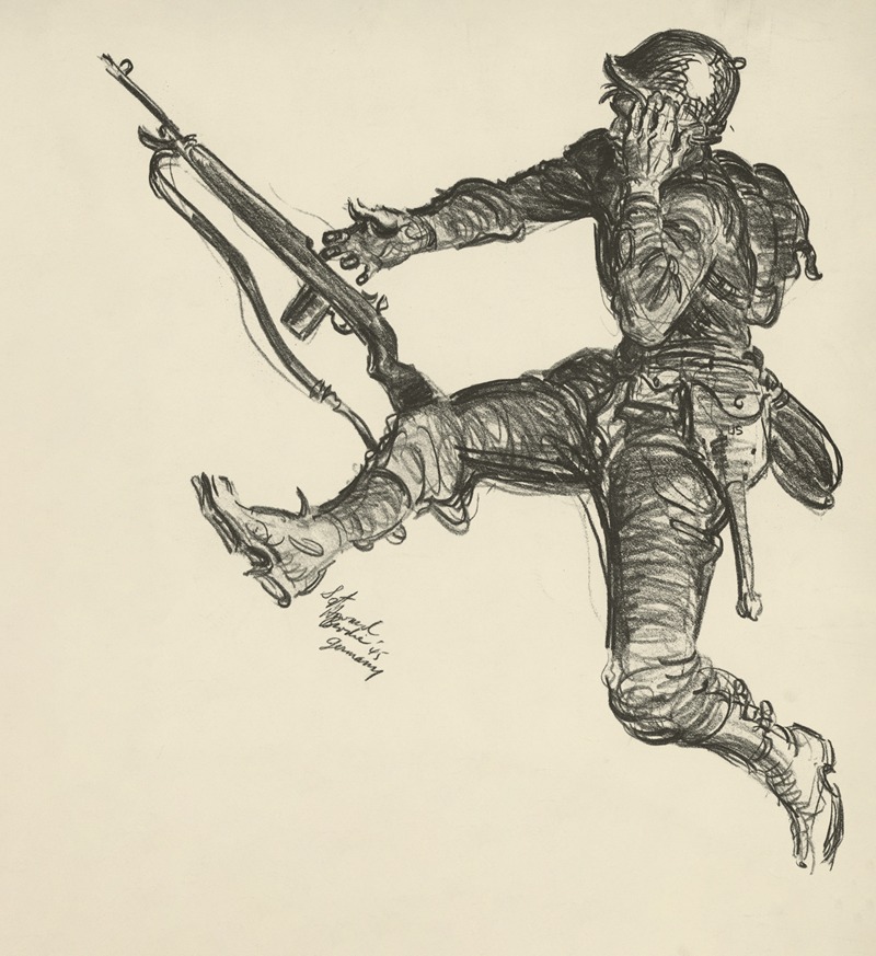 Head wound by Howard Brodie, 1945 — digital art print download
