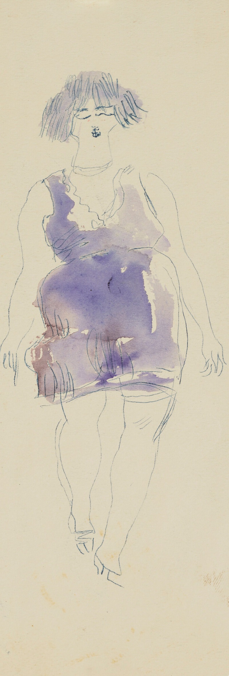 Femme à la robe bleue — Jules Pascin