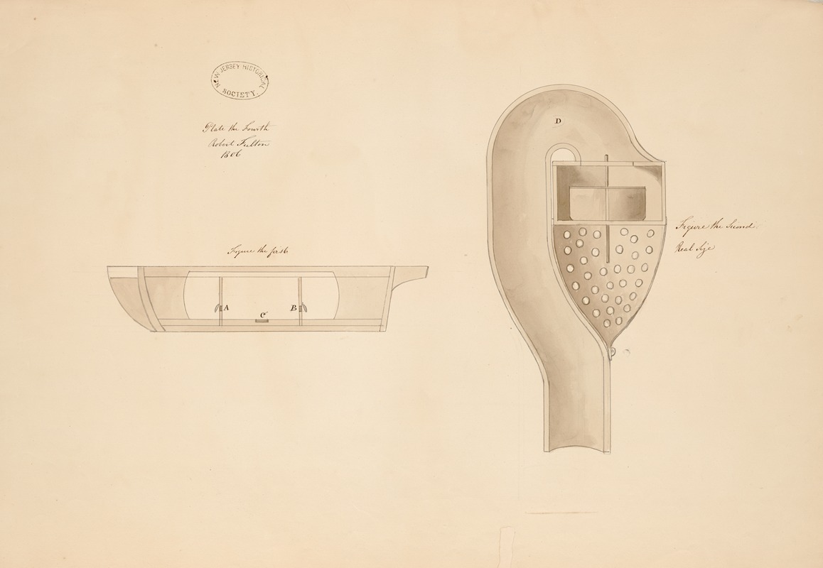 Submarine. Water chambers, valves, water passages — Robert Fulton