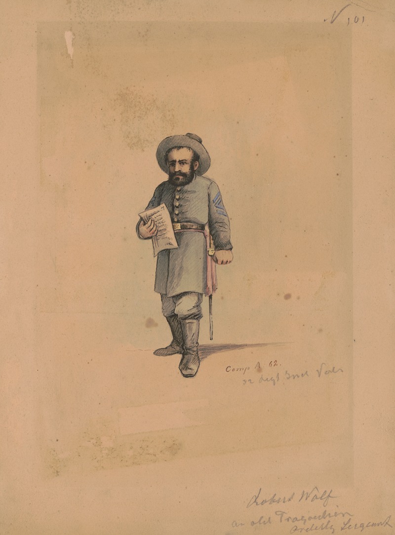 Orderly Sergeant Robert Wolff, Company A, 1862 by Адольф Мецнер, 1862 — digital art print download