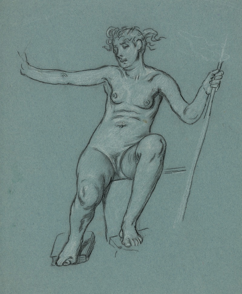 Female nude, seated by Элиху Веддер, 1895 — digital art print download