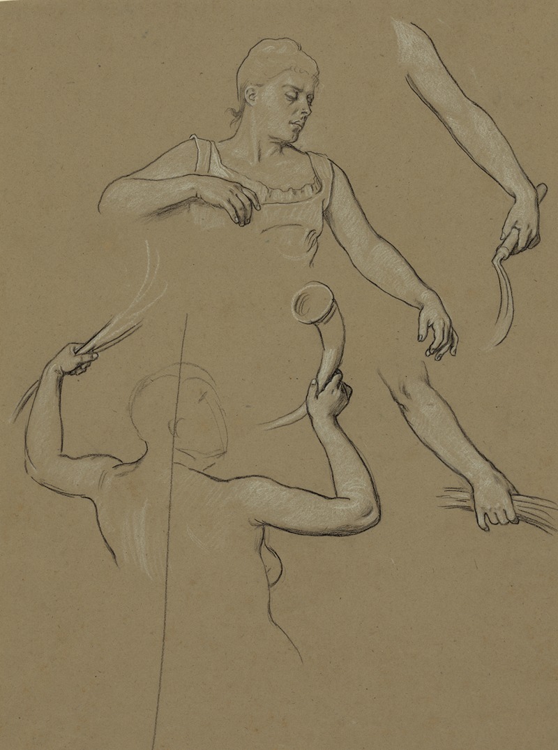 Study drawings for a mural by Элиху Веддер, 1892-1900 — digital art print download