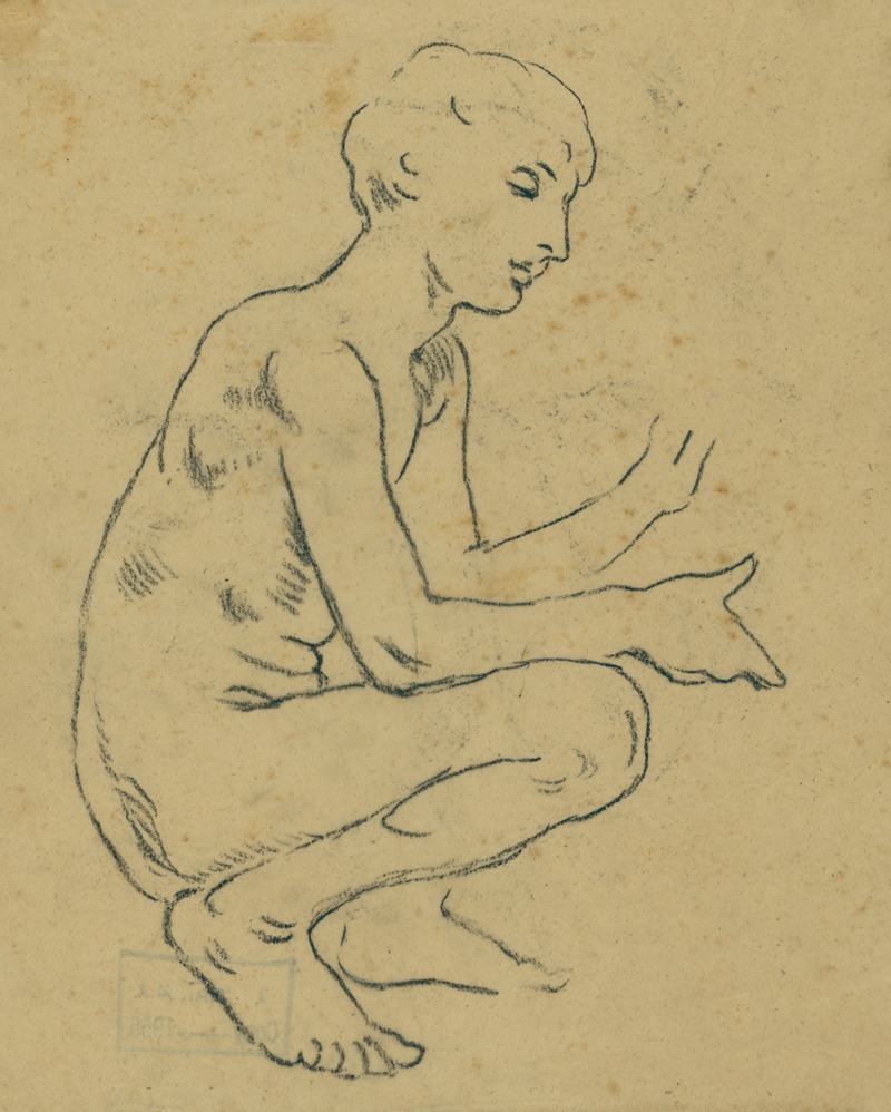 Study for figure of Arts 2 by Элиху Веддер, 1895 — digital art print download