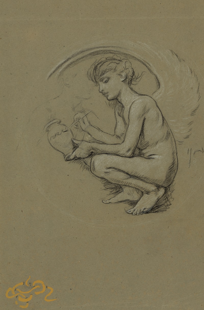 Study of figure of Arts — Elihu Vedder