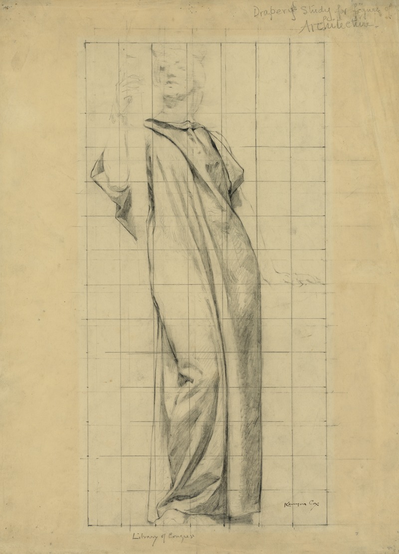 Clothed study for female figure of Architecture — Kenyon Cox