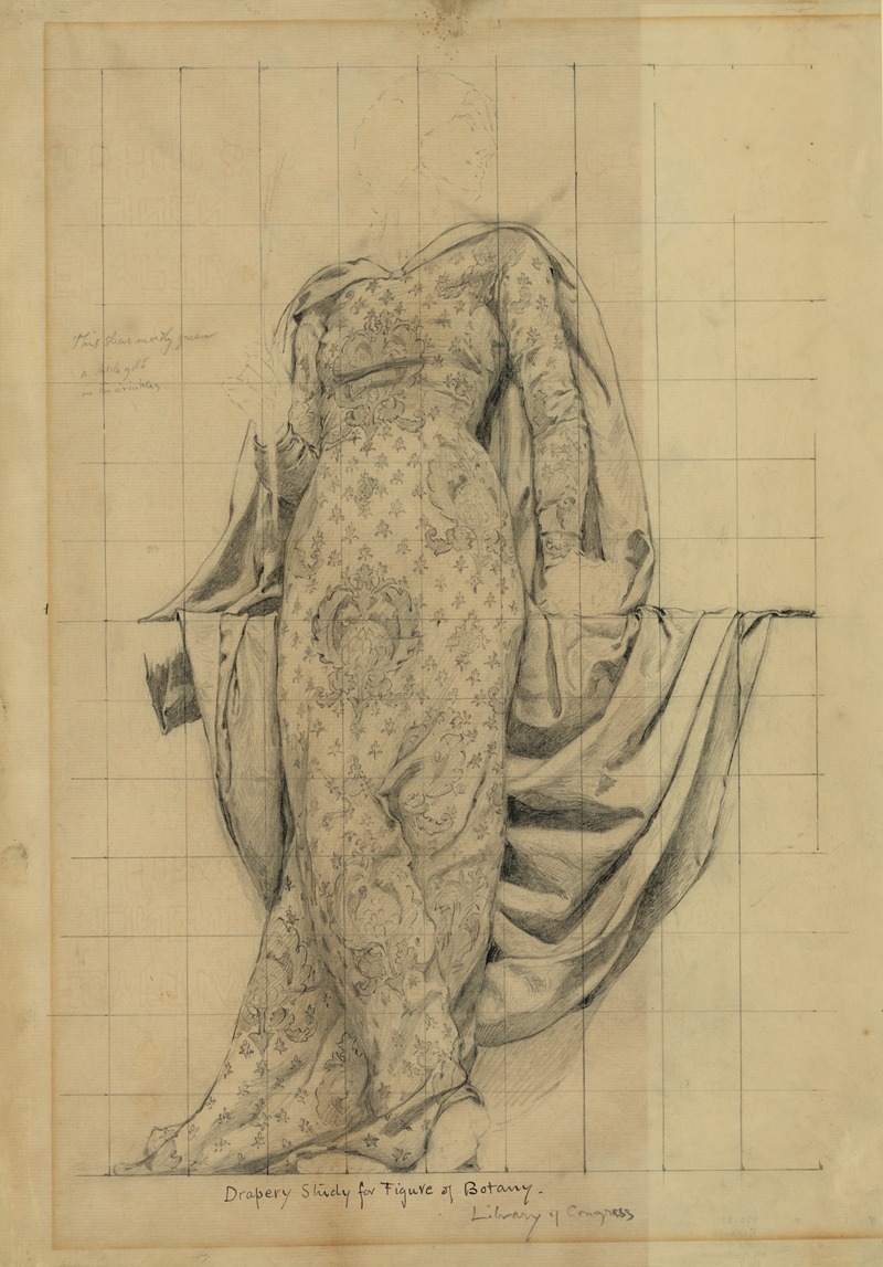 Drapery study for figure of Botany by Кеньон Кокс, 1896 — digital art print download