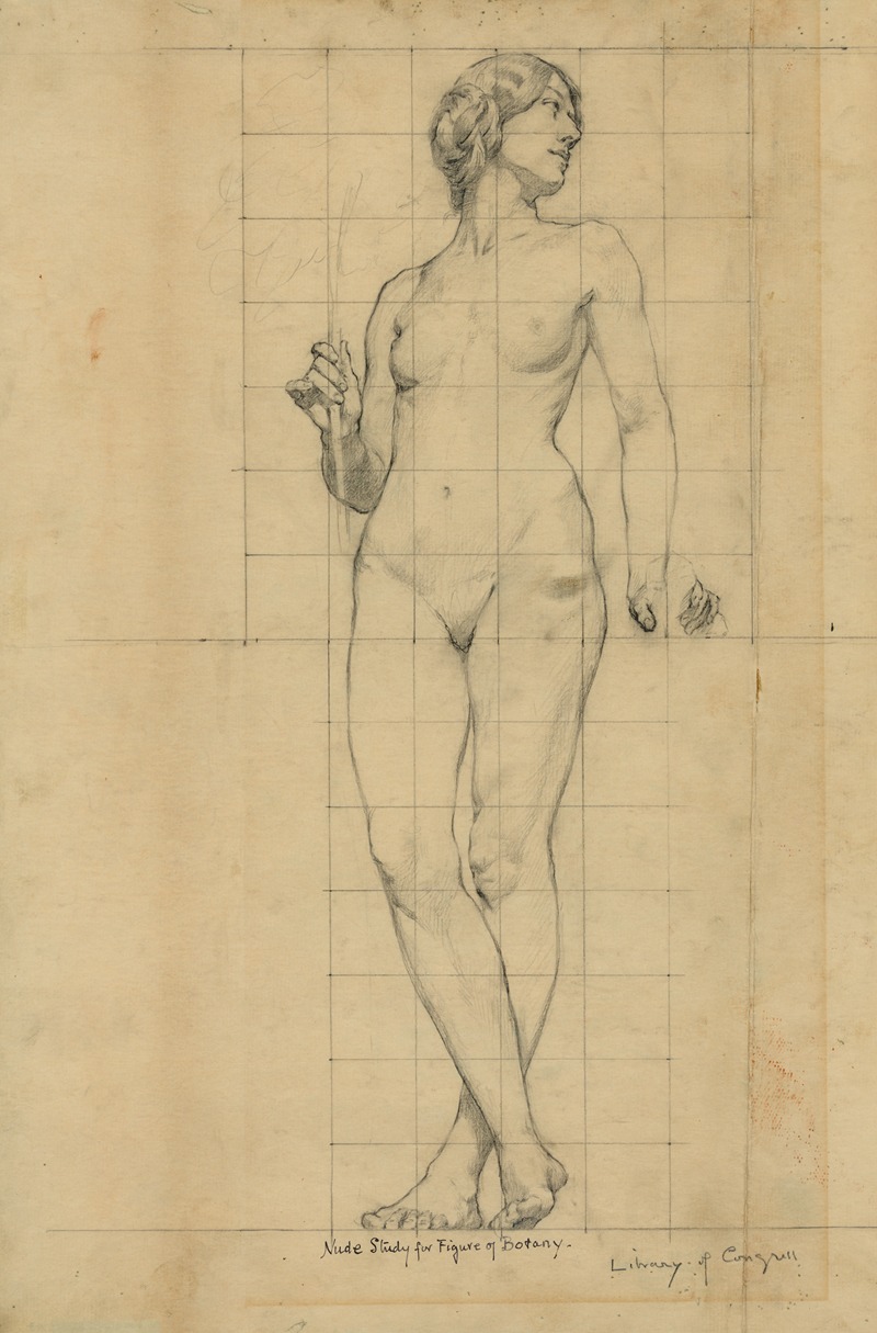 Nude study for figure of Botany by Кеньон Кокс, 1896 — digital art print download