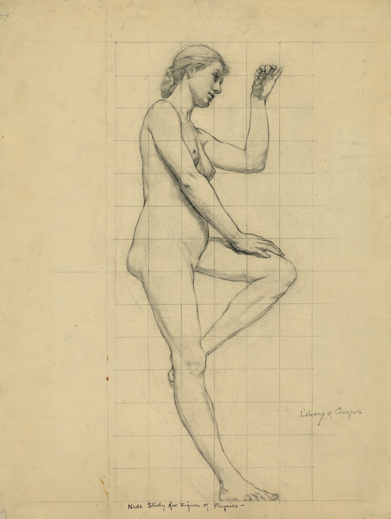 Nude study for figure of Physics by Кеньон Кокс, 1896 — digital art print download